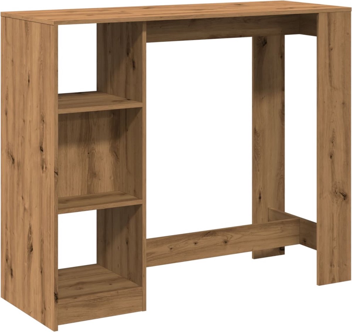 vidaXL Bartafel - met - schap - 124x46x103,5 - cm - hout - artisanaal - eikenkleurig artisanaal eiken