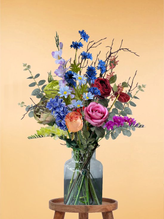 Foto: Zijden boeket 70 80 cm hoog 20 stelen doe het zelf boeket diy alle kunstbloemen los geleverd lente multi color exclusief vaas plukboeket veldboeket kunstbloemen