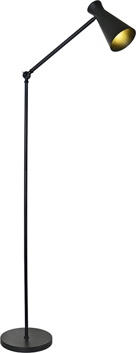 Olucia - STEVE - Vloerlamp - Zwart - Vorm: Kegel