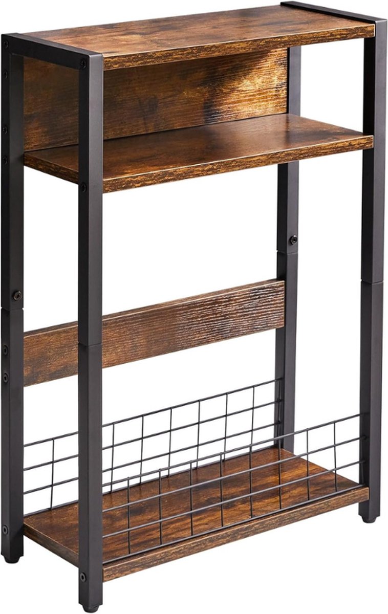Bijzettafel Finja - Moderne Ronde Salontafel Met Dienblad En Opbergvak - Scandi Chic Nachtkastje Van Duurzaam Bamboe En MDF (Ø 49.5 x 51.5 cm - Wit/Natuurlijk)