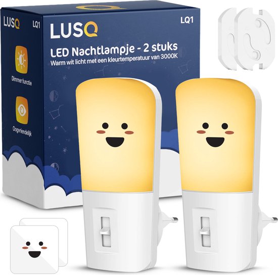 LUSQ® - LED Nachtlampje in Stopcontact - 2 stuks - Dimbare Nachtlampjes met Sensor - Nacht Lamp met Dag en Nacht Sensor