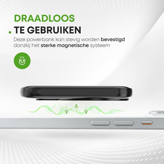 iSetchi Magsafe Power Bank 10 000 mAh - Klein taille - Magnétique et sans fil - Pour iPhone 12 & 13 - Chargeur de batterie sans fil