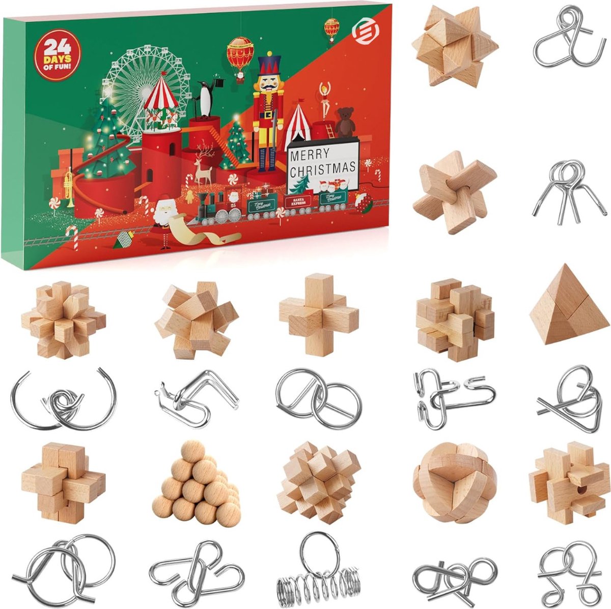 Equivera Adventskalender - Adventskalender 2024 - 24 Dagen Aftelkalender - Kerst Adventskalender - Kerstcadeau - Sinterklaascadeau - voor Kinderen en Volwassenen - 24 Verrassingen
