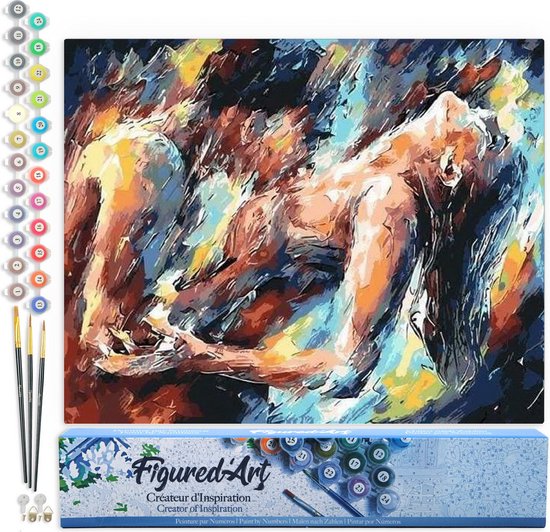 Figured'Art Schilderen op Nummer Volwassenen met lijst - Moeder en kind - Handwerk acrylverf Kit DIY Compleet - 40x50cm Canvas al ingelijst