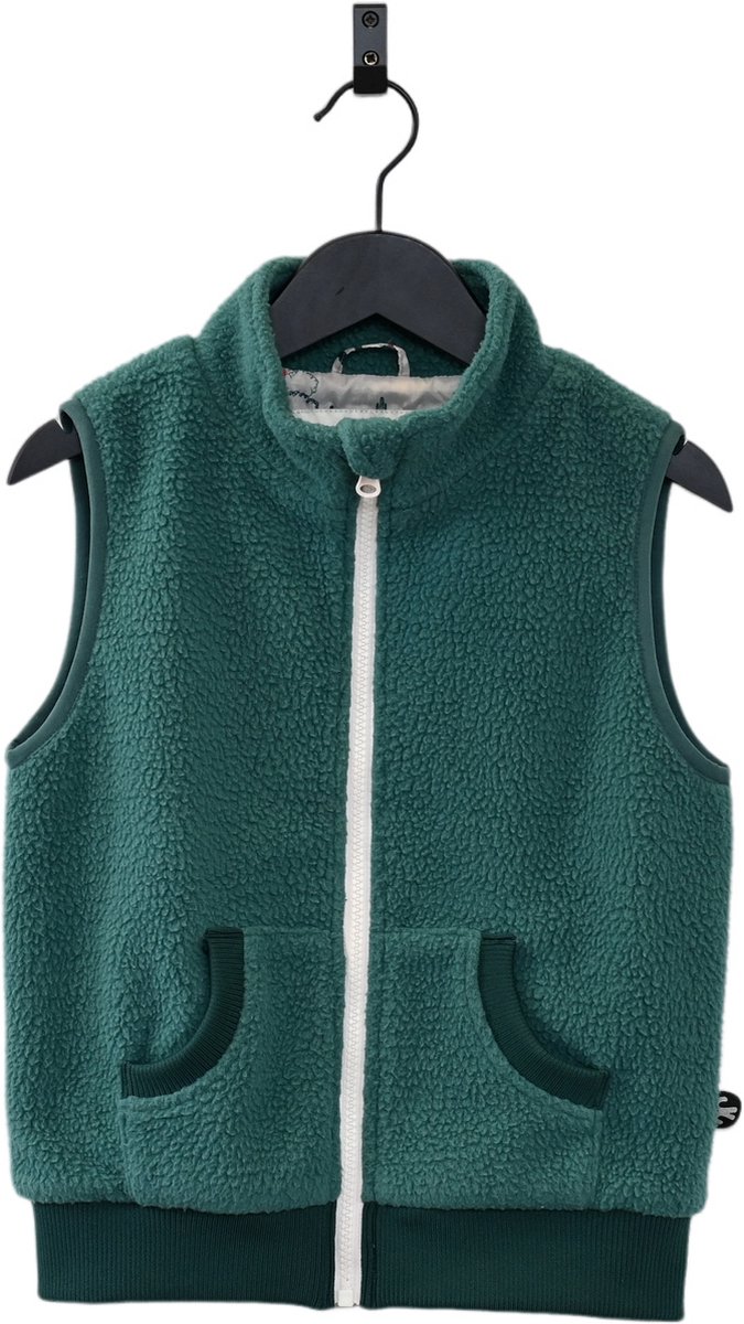 Ducksday - fleece bodywarmer voor kinderen - teddy sherpa - unisex - Donkergroen - maat 92/98