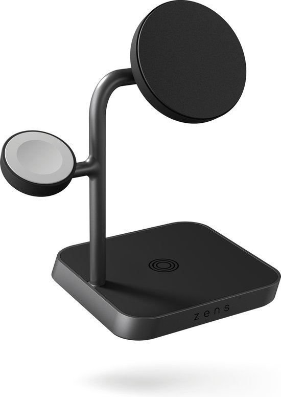 Zens 3-in-1 MagSafe en Qi2 Draadloze Oplader 15W met Standaard en Watch Stand