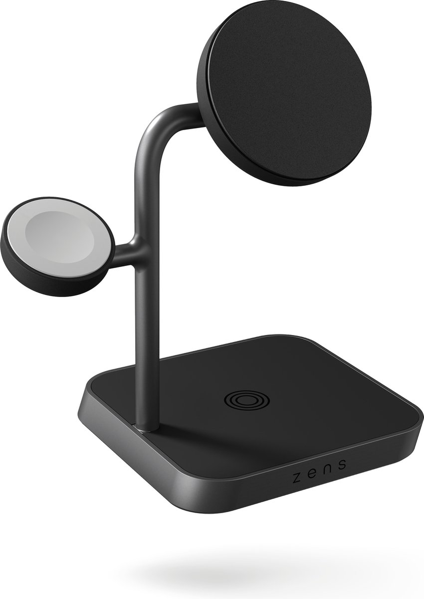 Zens 3-in-1 MagSafe en Qi2 Draadloze Oplader 15W met Standaard en Watch Stand