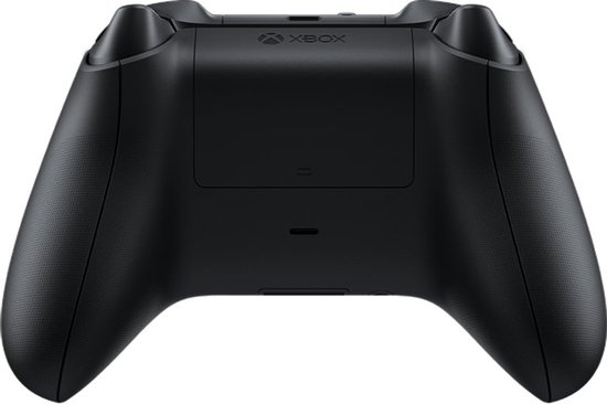 Achterkant van een zwarte Xbox controller.