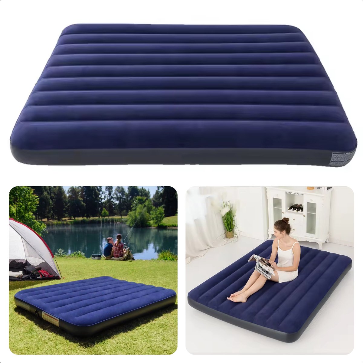 Comfortabel Opblaasbaar Luchtbed - 191 x 137 x 25 cm - 2-Persoons - Luchtbed met Snel Vent