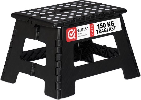 opstapje inklapbaar - tot 150 kg - 22 x 35 x 28 cm - antislip - zwart