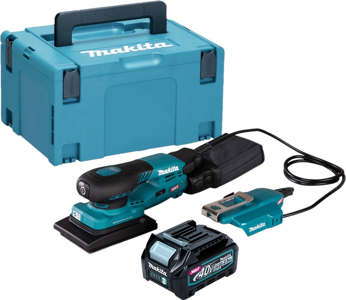 Makita BO 005 CGD101 Accuschuurmachine 40 V max. 80 x 130 mm 3,0 mm slag Borstelloos + 1x accu 2,5 Ah + Makpac - zonder lader