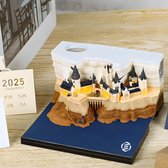 Wmool Tijdstukkalender, 3D-kunstkalender, 2024 kalendermemoblok met LED-verlichting, creatieve bureaukalender, doe-het-zelf notitieblok, papiersnijwerk, cadeau, huis, sculptuur, cadeau voor school, thuis