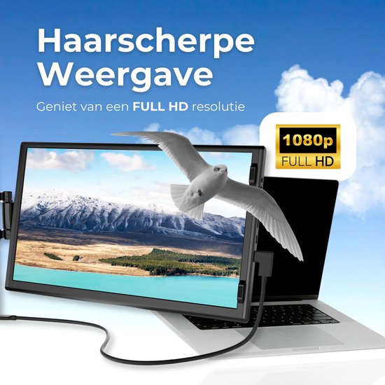 Farfi - Écran Extra pour ordinateur portable 11,6 pouces - Plug & Play - Moniteur portable - Écran portable pour ordinateur portable - Souris sans fil gratuite