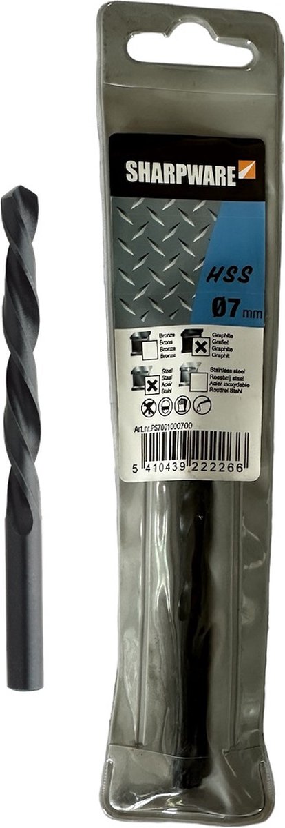 Sharpware metaalboren – metaalboor HSS DIN 338 - Ø 7 mm – per stuk