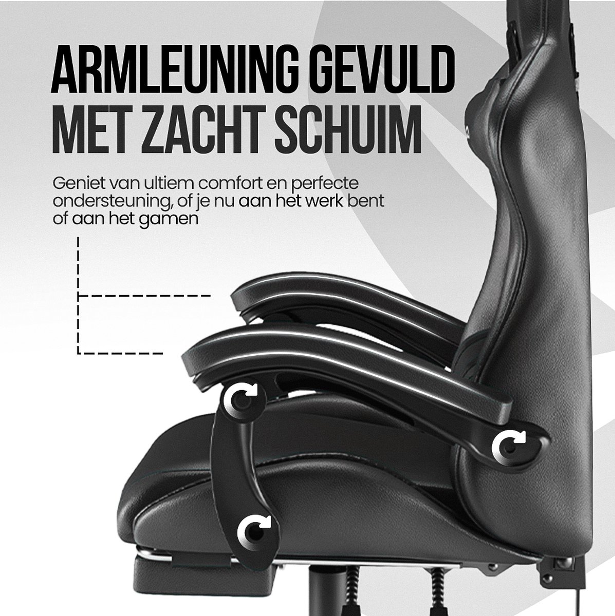 Avalo Gaming Stoel - Gamestoel Ergonomisch Verstelbaar - Bureaustoel - Gaming Chair voor Bureau - Zwart – foto 4