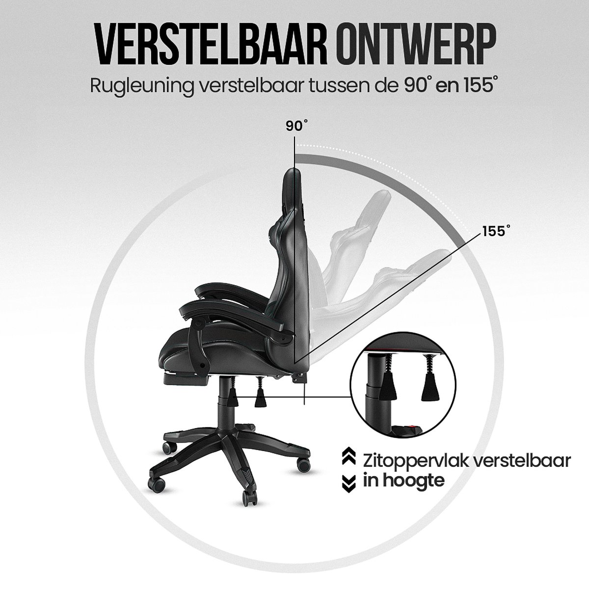 Avalo Gaming Stoel - Gamestoel Ergonomisch Verstelbaar - Bureaustoel - Gaming Chair voor Bureau - Zwart – foto 5