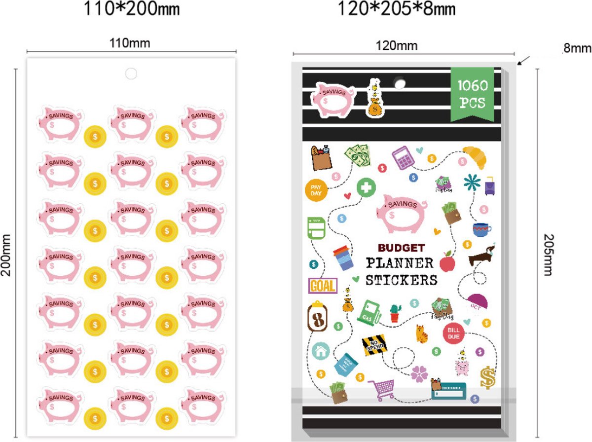Budget Planner Stickertjes - 1060 Stickers voor Journal, Agenda, Kasboek, Budgetplanner - Stickerboekje 30 Vel - Sparen/Financiën — afbeelding 4