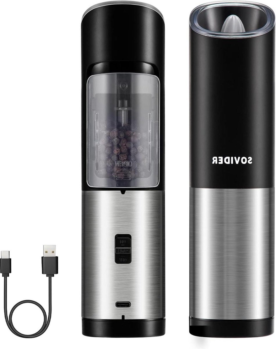 Peper en Zoutmolen Elektrisch Kruiden Specerijen BBQ USB Oplaadbaar