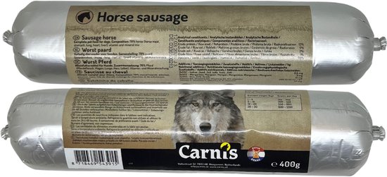Carnis gestoomde vleesworst 100% Paard 400gr
