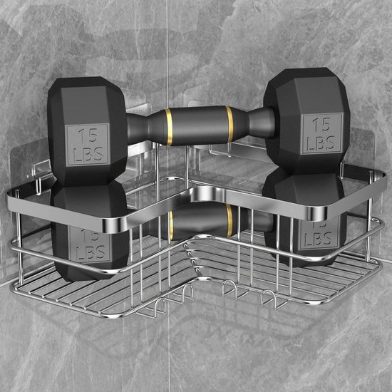 LARRO Douche Caddy Hoekdouche Organizer Zonder Boren Doucherek Wandmontage Met Haak Sticker Ruimte Aluminium Voor Badkamer Badkamer Badkamer B2 Laag Maat B3 Laag LARRO Douche Caddy Hoekdouche Organizer Zonder Boren Doucherek Wandmontage Met Haak Sticker Ruimte Aluminium Voor Badkamer Badkamer Badkamer B2 Laag Maat B3 Laag