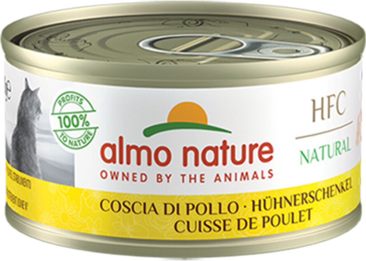 48x Almo Nature HFC Natural Kattenvoer Nat Blikje Kippenboutvlees 70 gr