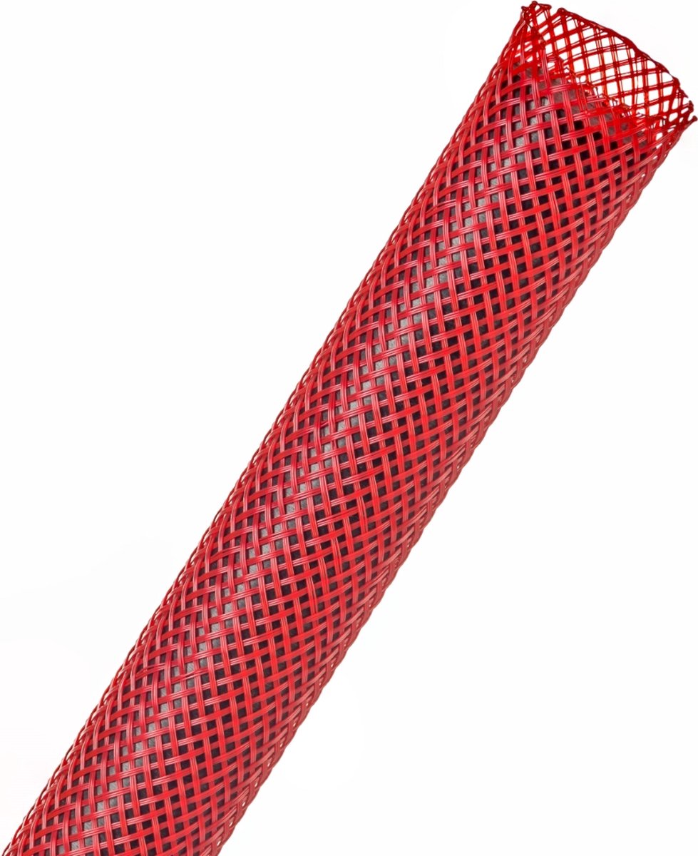 Techflex-PTN0.13RD/33-Kabelsok-Kabelsleeve-Kabelbeschermer-Kabel Management–Kabelkous-Kabelmantel-1.2-2.44mm-Kleur: Rood-Lengte: 33 mtr