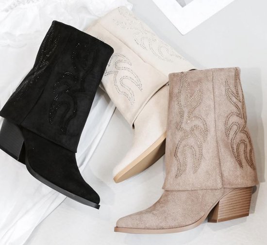 Bottes De Cowboy Western Neuves - Protection Talon Lisse Or Uni - Paire