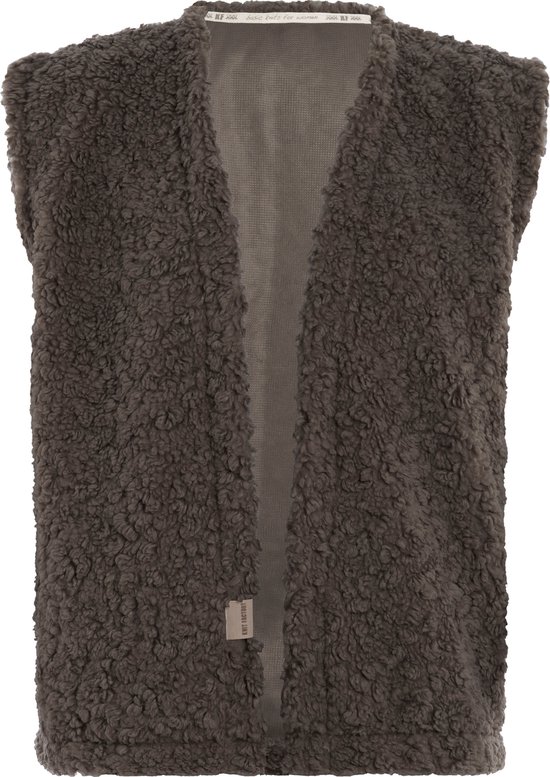 Knit Factory Rosie Gilet Teddy - Dames gilet - Dames vest zonder mouwen - Bodywarmer gemaakt van Teddystof - Taupe - 36/44