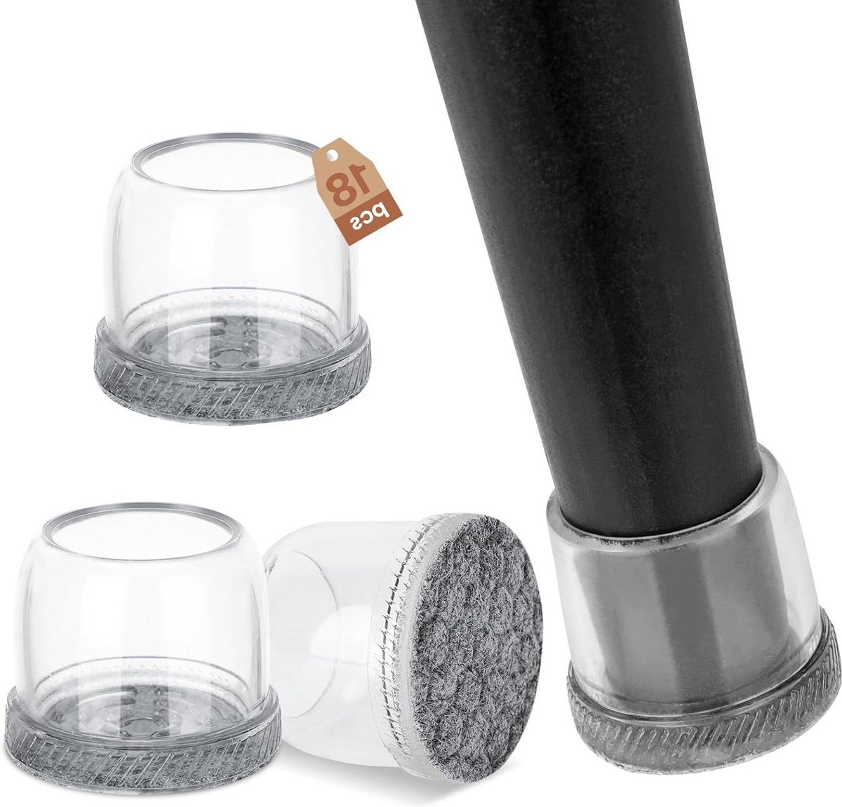 Siliconen Stoelpootdoppen Stoelbeen Vloerbeschermers Rond Stoelpootbeschermers met Vilt 25-30mm Vloerbeschermer