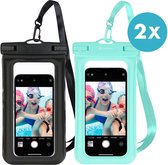 iMoshion étuis universels étanches pour téléphone Duo Pack - Étui sous-marin pour téléphone - Utilisez votre téléphone comme appareil photo sous-marin ! - Zwart & Turquoise