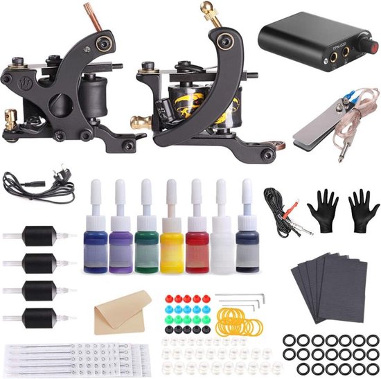 Foto: Lexium tattoo machines professionele tattoo machine set tattoo inkt tattoo set tattoo kit tatoeages volwassenen complete tattoo set