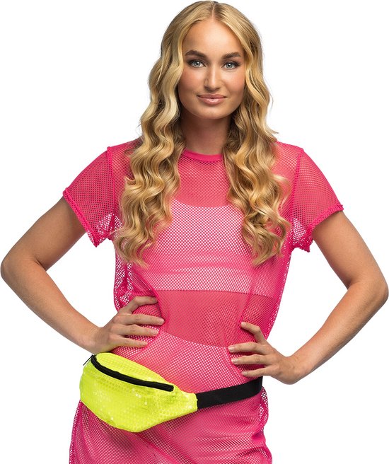 Boland - Heuptasje Sequins neongeel Neon,Geel - Volwassenen - Unisex - - 90's - Retro - Old school - Festival - Carnaval - Themafeest