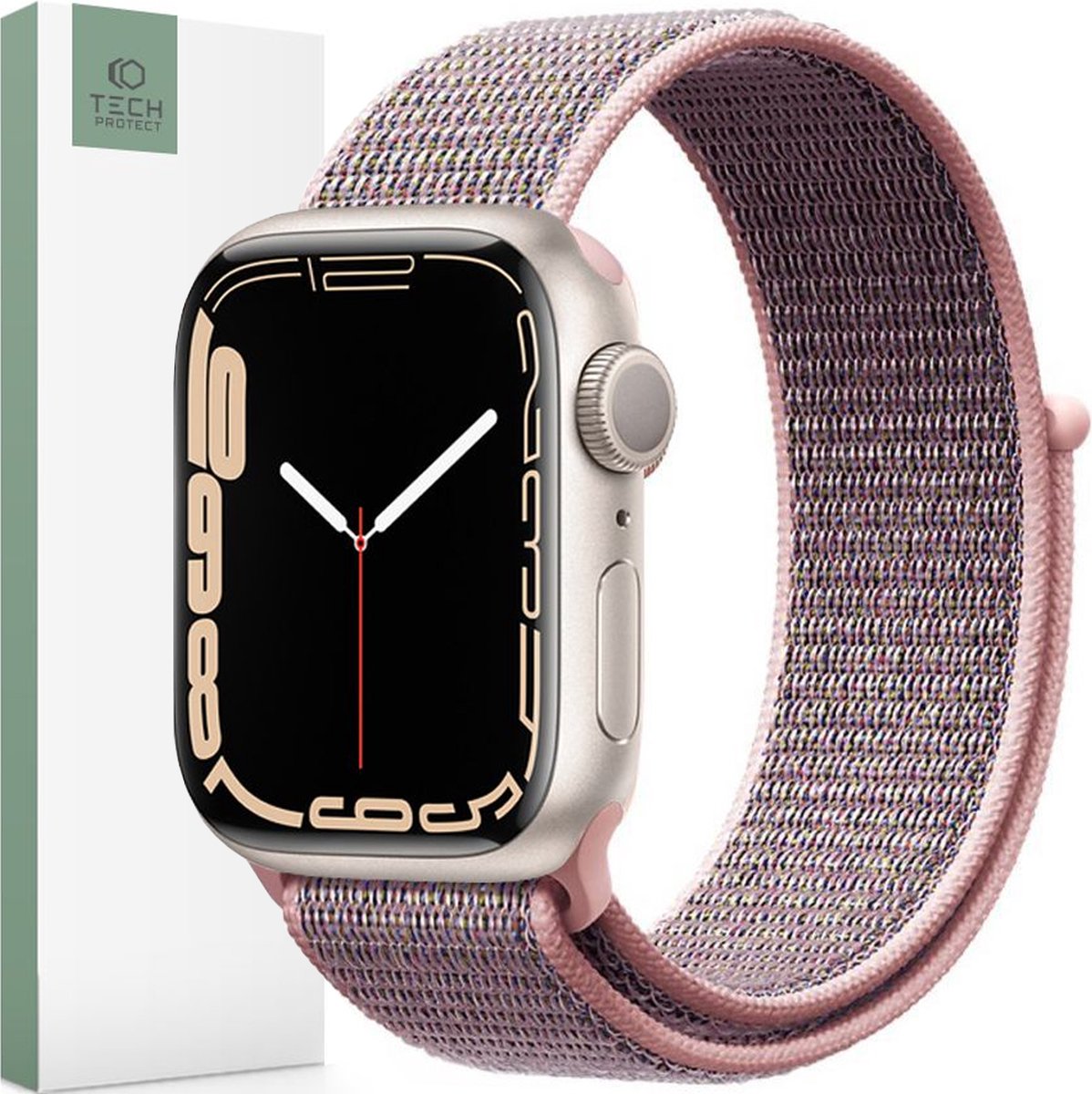 TECH-PROTECT - NYLON - APPLE WATCH - 4 / 5 / 6 / 7 / 8 / 9 / SE - (38 / 40 / 41 - MM) - ROZE - ZAND