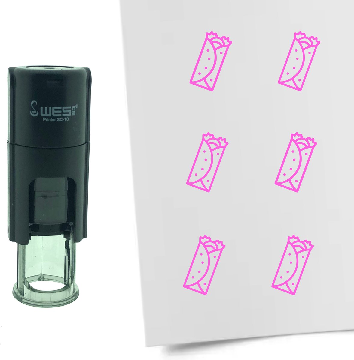 CombiCraft Stempel Burrito 10mm rond roze inkt