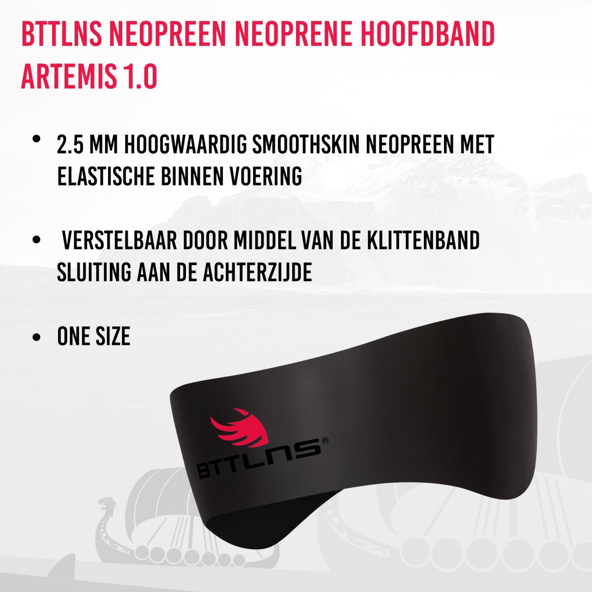 BTTLNS neopreen hoofdband - Artemis 1.0 - Zwart — afbeelding 3