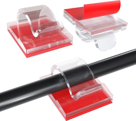 MMOBIEL 240 pcs Clips de câble Autocollants – Organisateur de Fils Clips de Câbles Transparents – Gestion de Câbles pour Bureau, Mur, Voiture, Bureau, Fils Électriques, etc. – Organisateur de Câbles Diamètre 6,5 mm