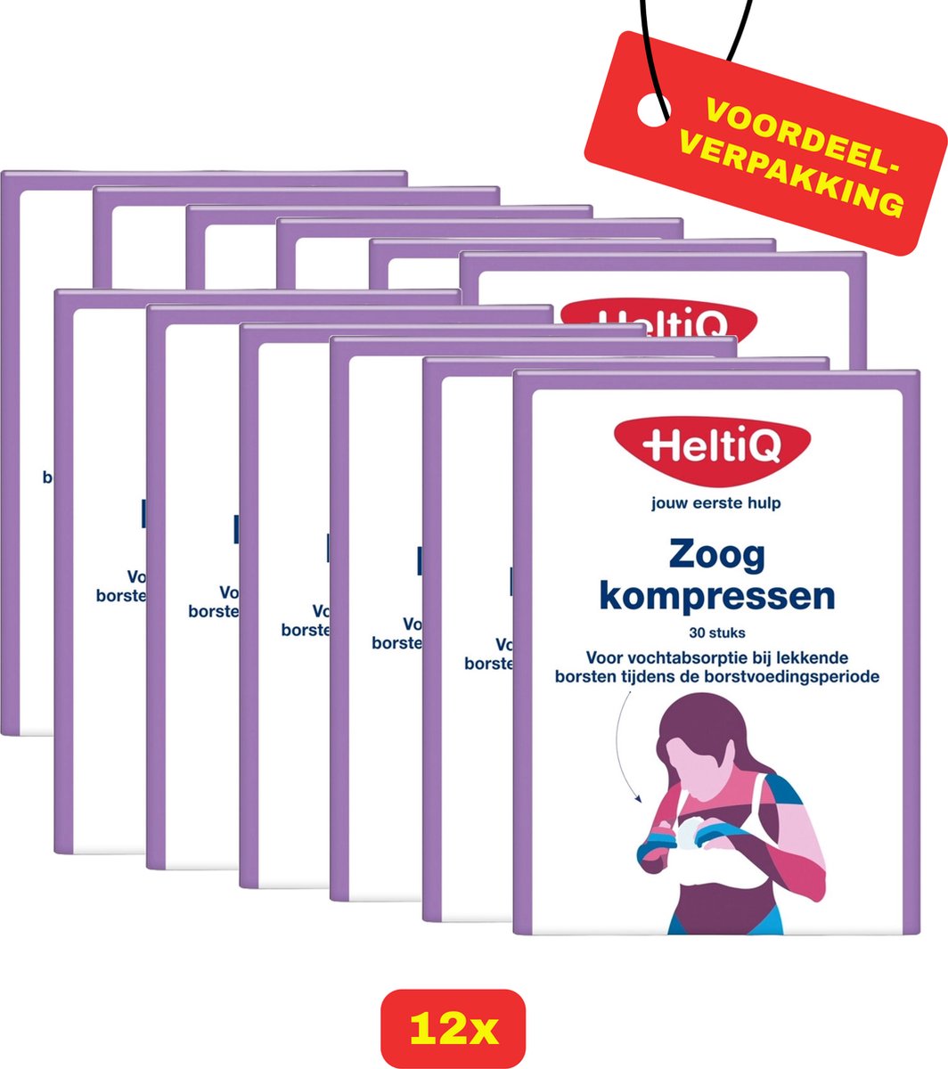 Goedkoopste 12 x HeltiQ Zoogkompressen 30 stuks - Voordeelverpakking