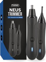 Premes - Neustrimmer 2 in 1 - 1 trimmer 2 opzetstukken - Mannen - Vrouwen - Oortrimmer - Neus - Trimmer - Afspoelbaar - Oplaadbaar - Neushaartrimmer Heren - Wenkbrauwtrimmer - Neushaartrimmers