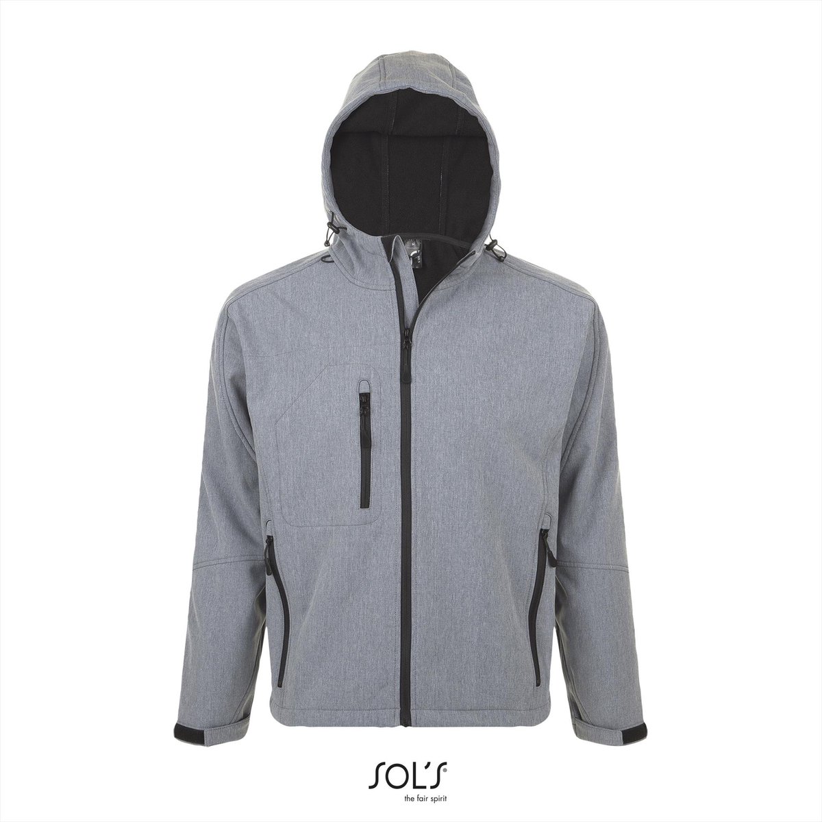 SOL’ Men´ Hooded Softshell Jacket Replay L848 Melange Grijs