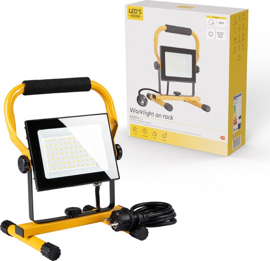 Lampe de Work Chantier à LED 4900 - Support orientable - Etanche (IP65) - Noir Zwart