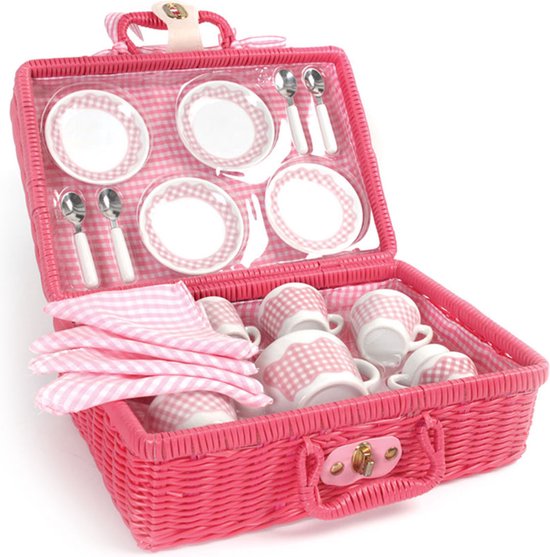 Foto: Tidlo theeservies picknick set in koffer roze