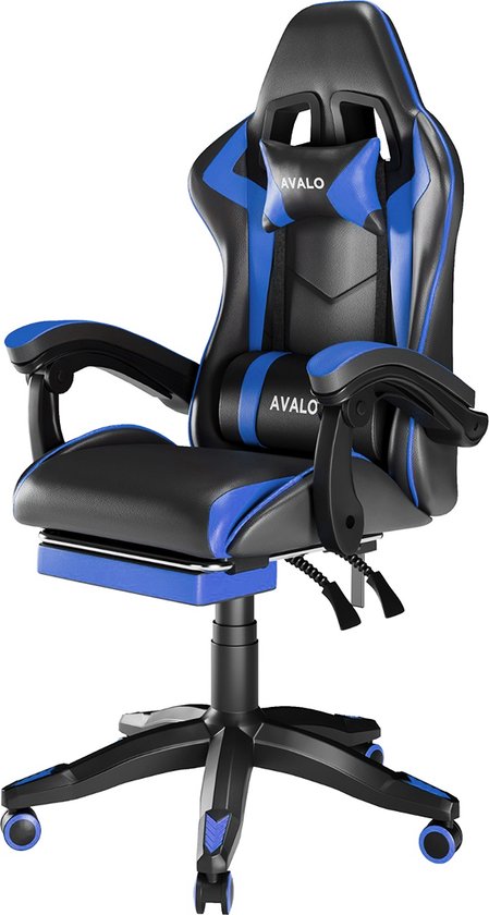 Foto: Avalo gaming stoel gamestoel ergonomische bureaustoel verstelbaar game stoel gaming chair zwart blauw