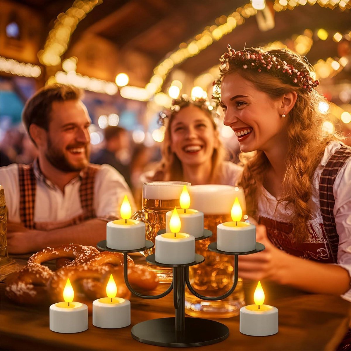 Echosari 12 Oplaadbare Theelichtjes – Met Timer En Afstandsbediening, Flikkerend Led, USB-laadstation