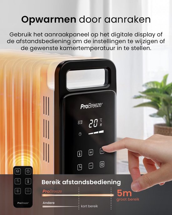 OmniWarm Calefactor de Aceite 2500W con 11 Aletas, Modo Eco y Pantalla Digital