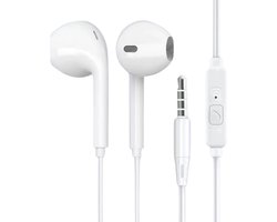 Oordoppen met draad - Met Microfoon - voor Muziek - Wit - 3.5mm