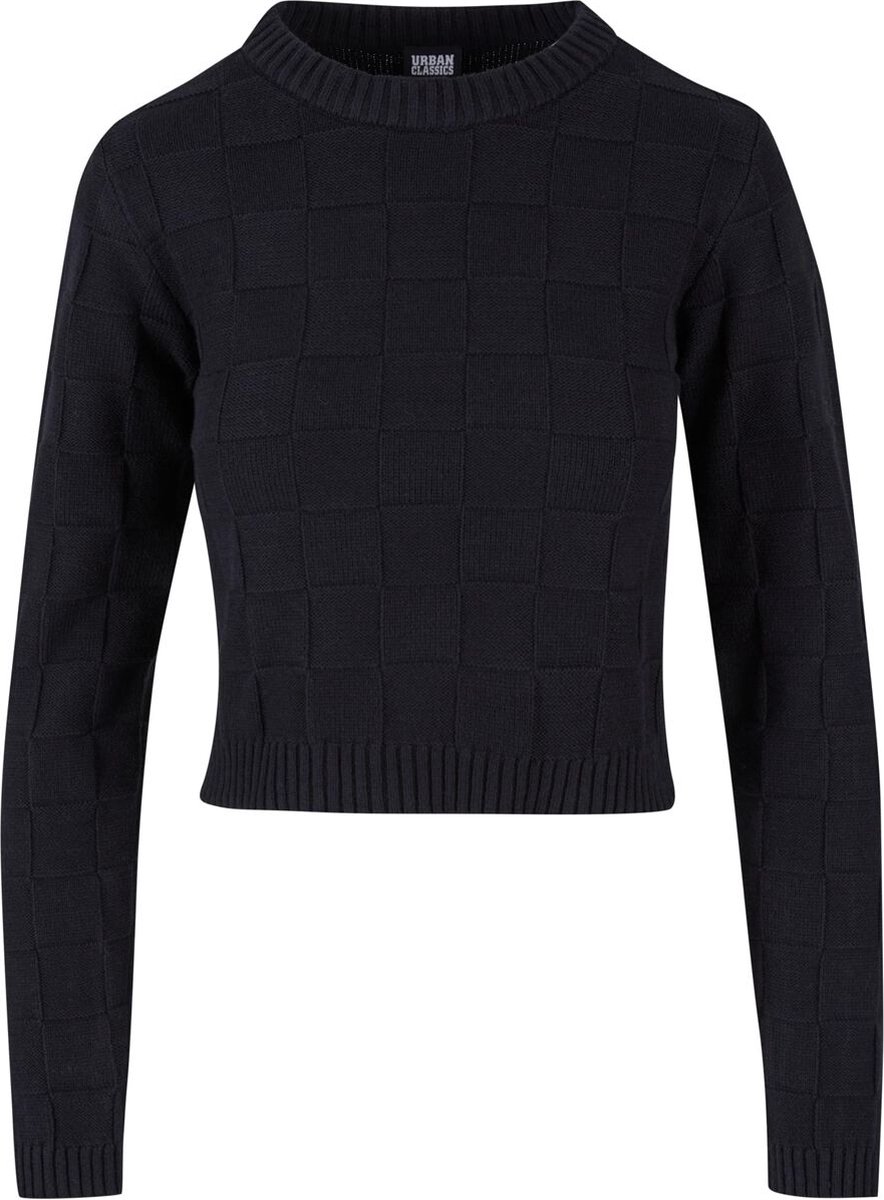 Urban Classics Ladies Check Knit Sweater Gebreide trui L Zwart