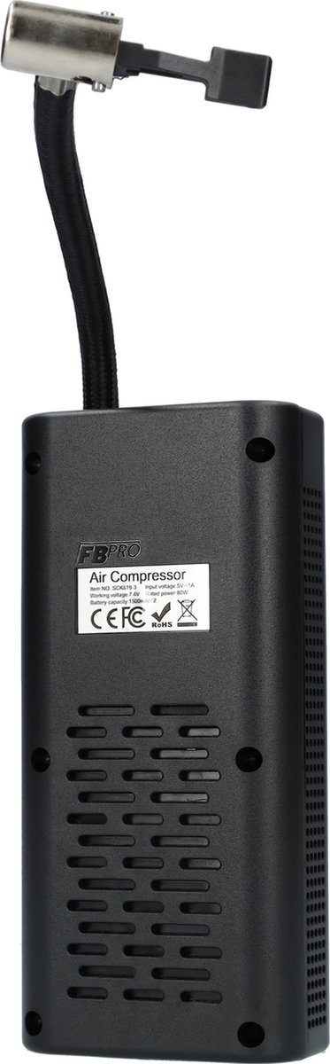 Luchtcompressor - Draagbare compressor - Elektrische Fietspomp - Perslucht - Bandenpomp voor fiets en auto - Compact formaat - Met hand bestuurbaar - 12V - Ideaal voor reizen - Display scherm - Zwart – foto 6