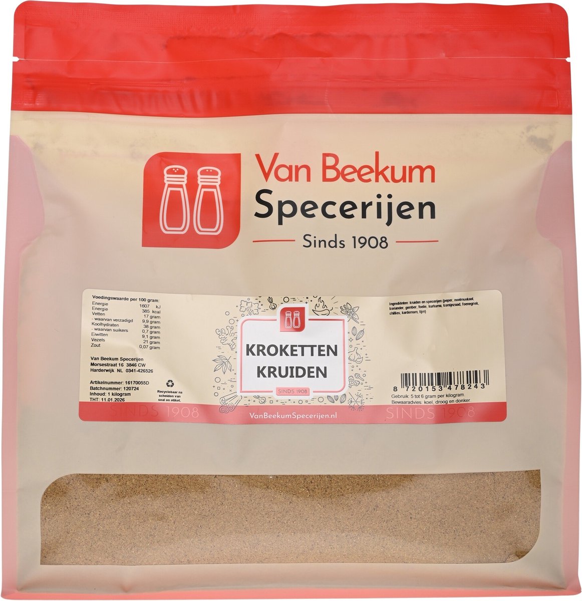 Goedkoopste Van Beekum Specerijen - Kroketten Kruiden - 1 KG (hersluitbare stazak