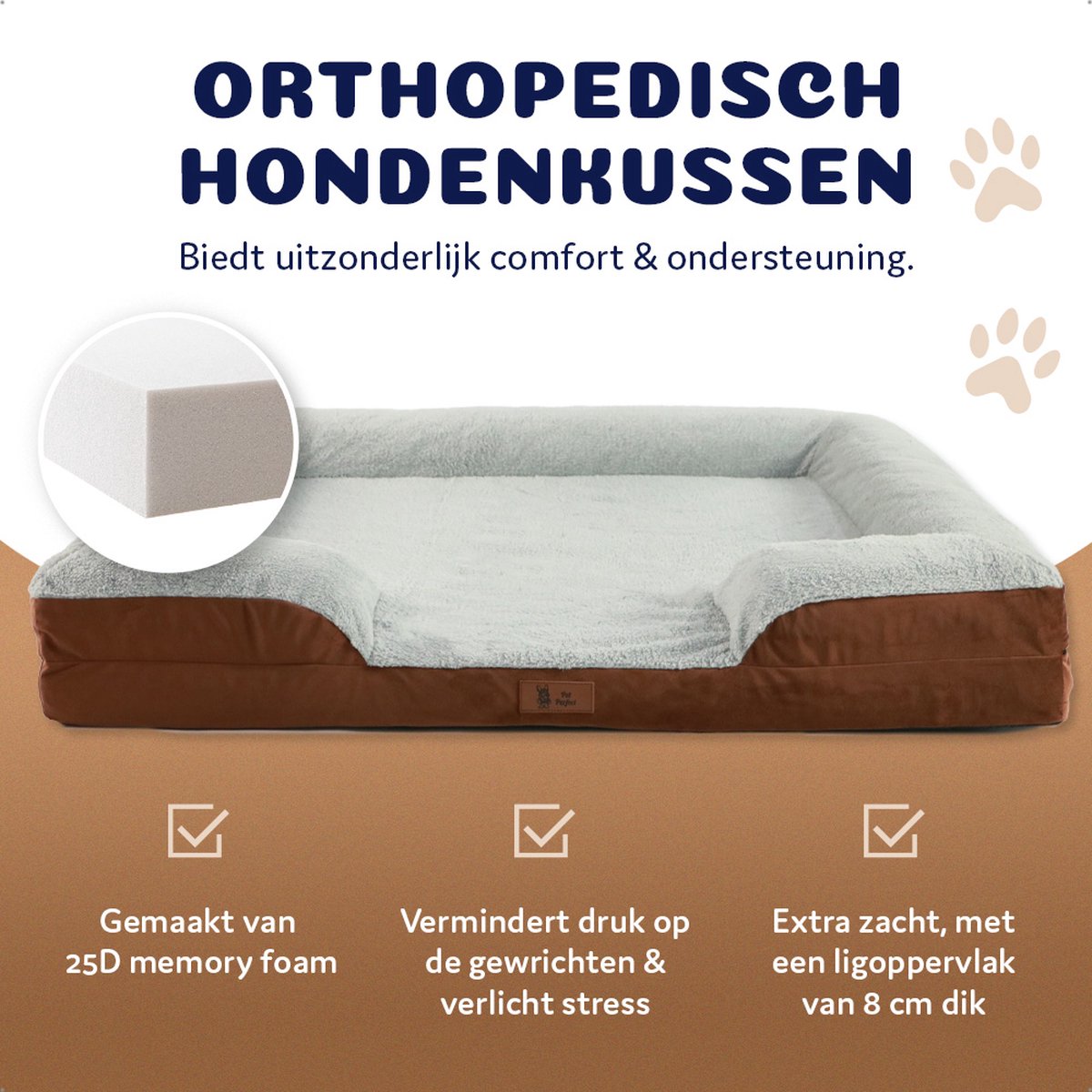 Pet Perfect Luxe Orthopedische Hondenmand - Orthopedisch Hondenkussen -Afneembare hoes - Wasbaar - Met Rits - XL - Core Serie – foto 3