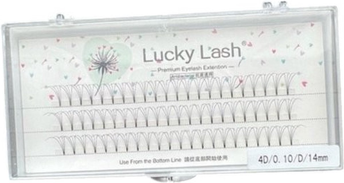 Lucky Lashes - Nepwimpers - 4D 14mm 0.07 D krul - 66 stuks - Pre-Made Volume Fans – Russian volume – Pre-Made Fans- wimperextensions – wimper extensions